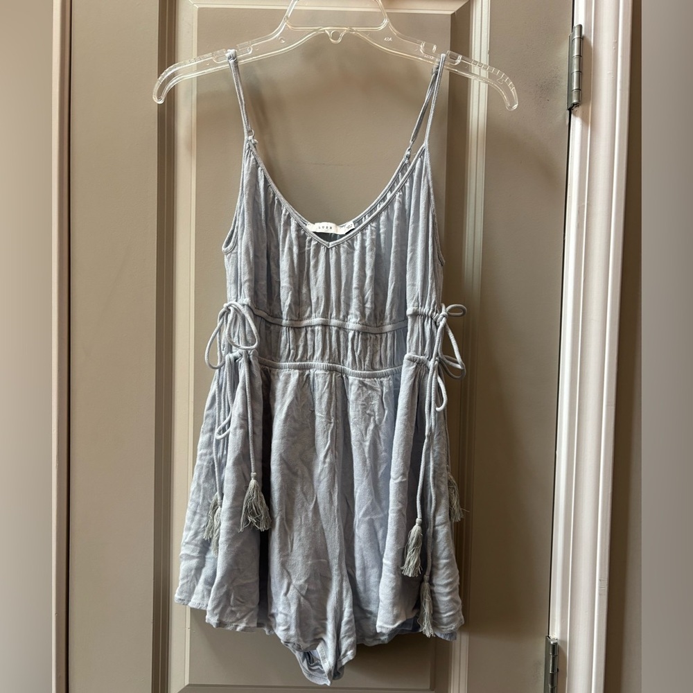 Lush Light Gray Sleeveless Romper